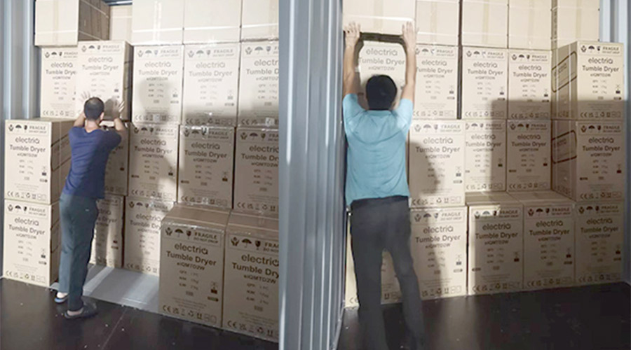 講效率！快速完成英國(guó)客戶Electriq衣物烘干機(jī)裝柜出貨任務(wù)